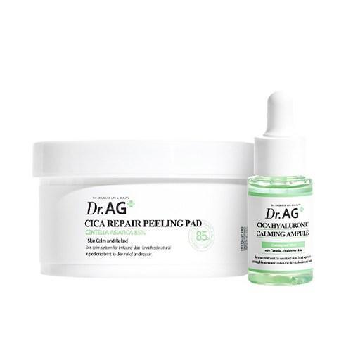 Dr.AG+ Cica Repair Peeling Pad 40p + Cica Hyaluronic Calming Ampoule 25ml SET.