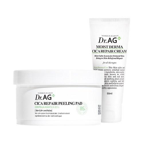 Dr.AG+ Cica Repair Peeling Pad 40p + Moist Derma Cica Repair Cream 50ml SET.