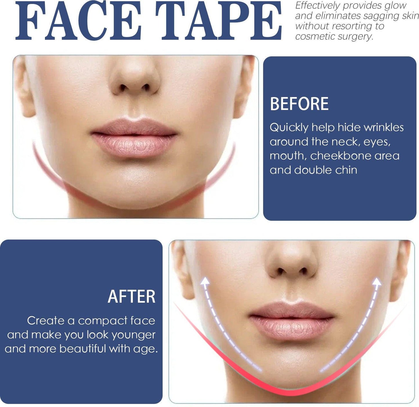 EELHOE Invisible Face Lifting Tape - Radiance Revolution - 60pcs - Face Shaper - Generic