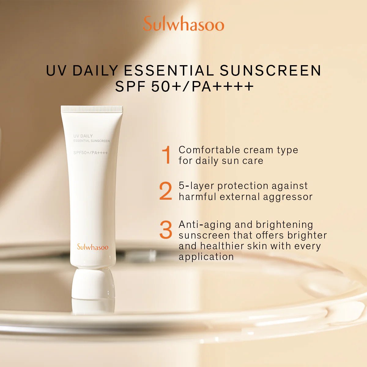 Sulwhasoo UV Daily Essential Sunscreen SPF50+ PA++++ 50ml - Radiance Revolution