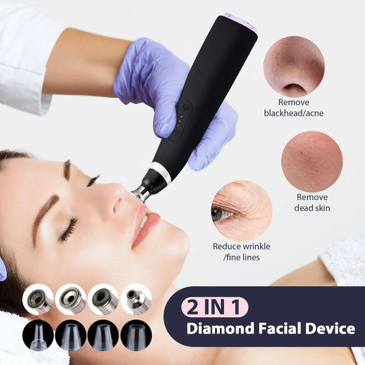 2 in 1 Portable Microdermabrasion Exfoliator & Blackhead Suction Device - Radiance Revolution