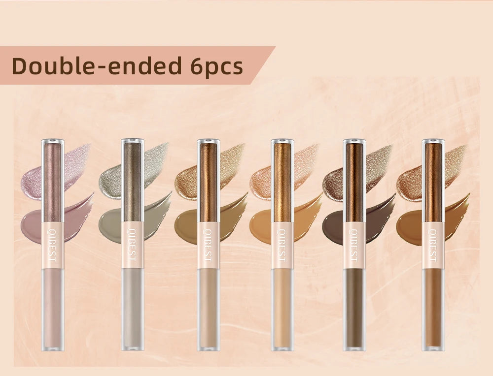 QIBEST Double-Ended Glitter & Matte Eyeshadow Stick (Waterproof)