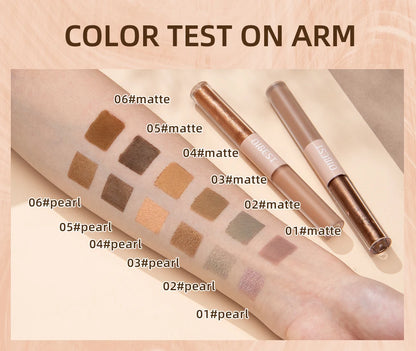QIBEST Double-Ended Glitter & Matte Eyeshadow Stick (Waterproof)