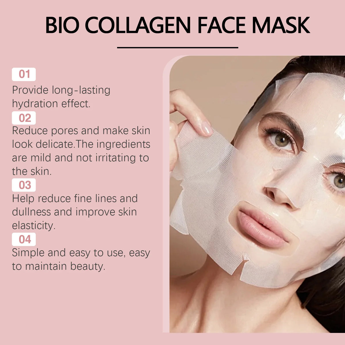 Bio Collagen Face Mask Hydrating Overnight Lifting Rejuvenation Shrink Pores Moisturizing Refreshing Brightening Face Skin Care.