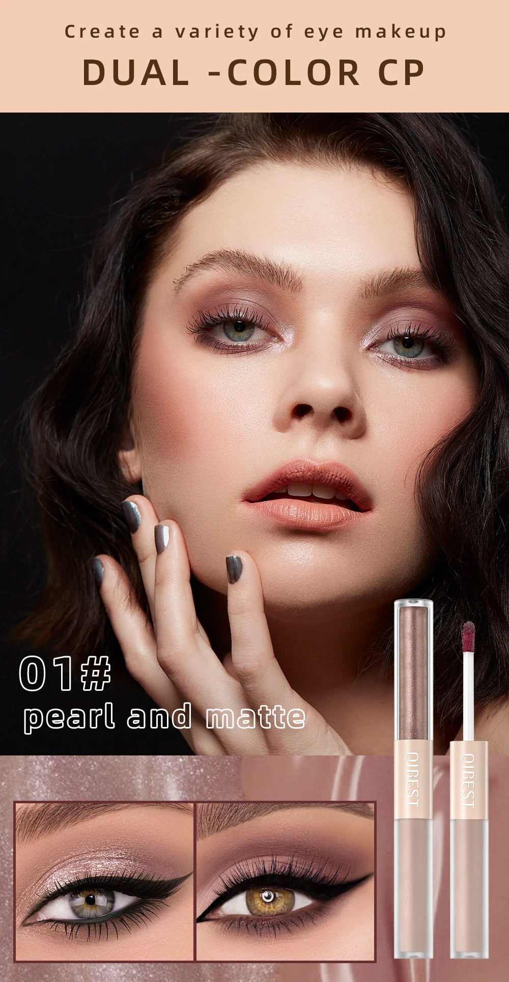 QIBEST Double-Ended Glitter & Matte Eyeshadow Stick (Waterproof)