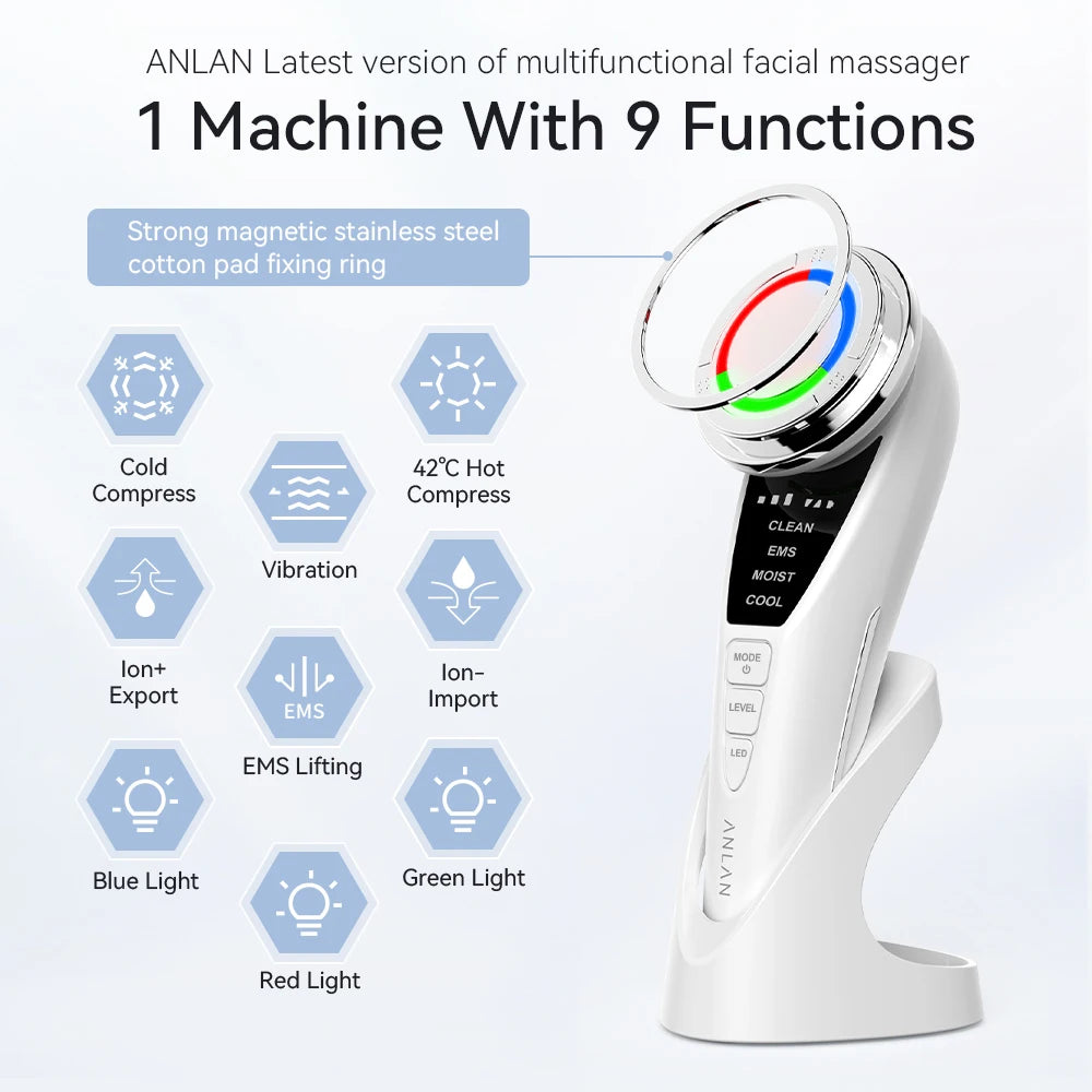 ANLAN EMS Facial Massager Pro LED Light Therapy Beauty Device