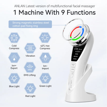 ANLAN EMS Facial Massager Pro LED Light Therapy Beauty Device