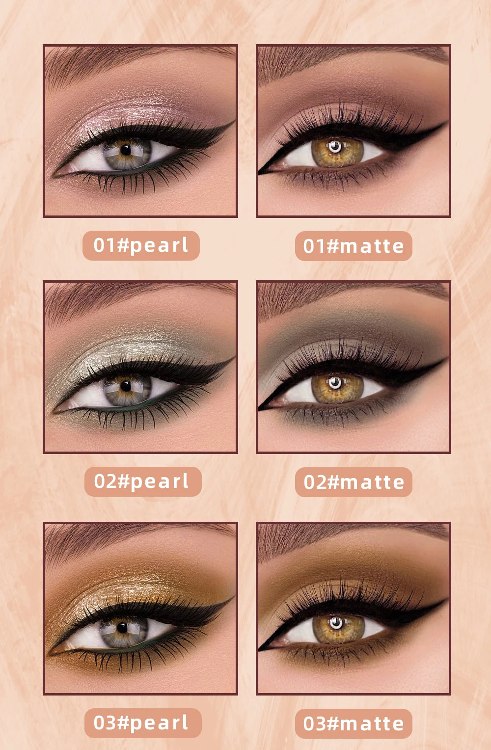 QIBEST Double-Ended Glitter & Matte Eyeshadow Stick (Waterproof)