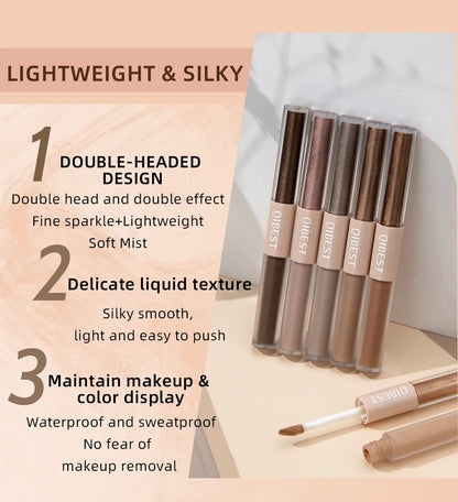 QIBEST Double-Ended Glitter & Matte Eyeshadow Stick (Waterproof)