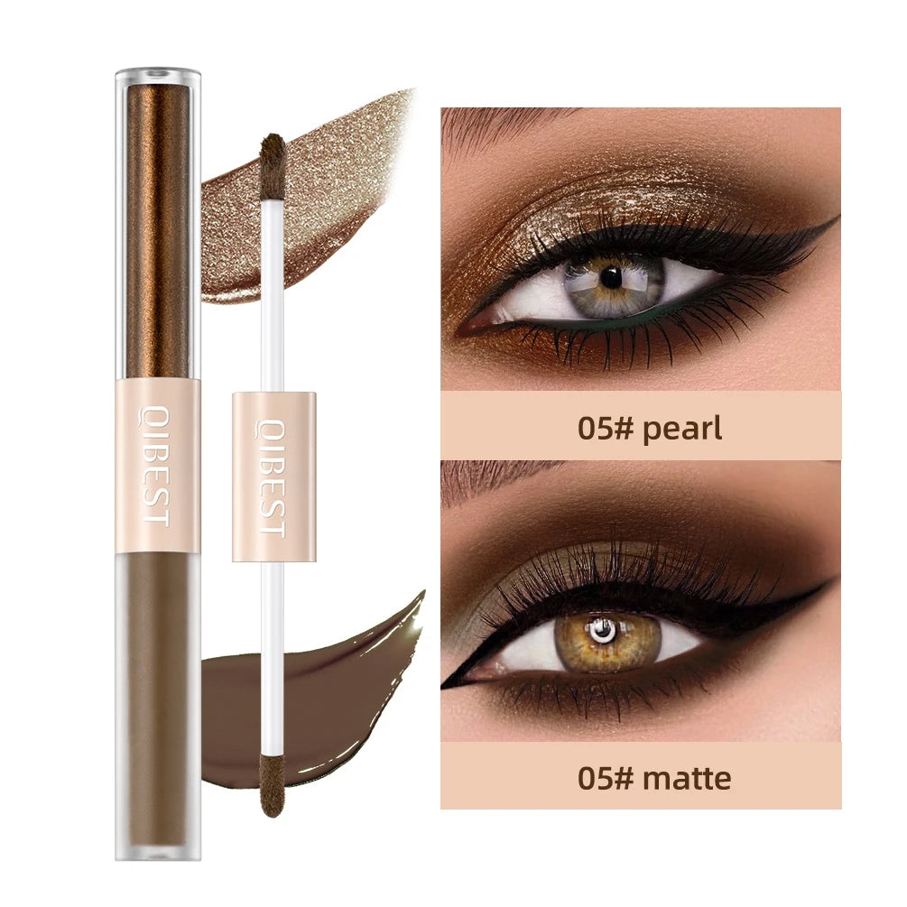 QIBEST Double-Ended Glitter & Matte Eyeshadow Stick (Waterproof)