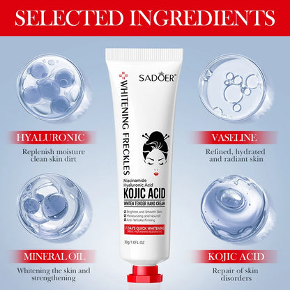 Kojic Acid Whiten Hand Cream,Moisturizing Nourishing Niacinamide Hyaluronic Acid Tender Hand Lotion,Foot Skin Care Products.