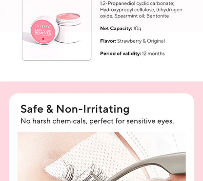 DIYDAY Eyelash Glue Remover No Irritation Ultra-Fast Cleaning Lash Cream Safe for Sensitive Eyes Easy Removal for False Lashes