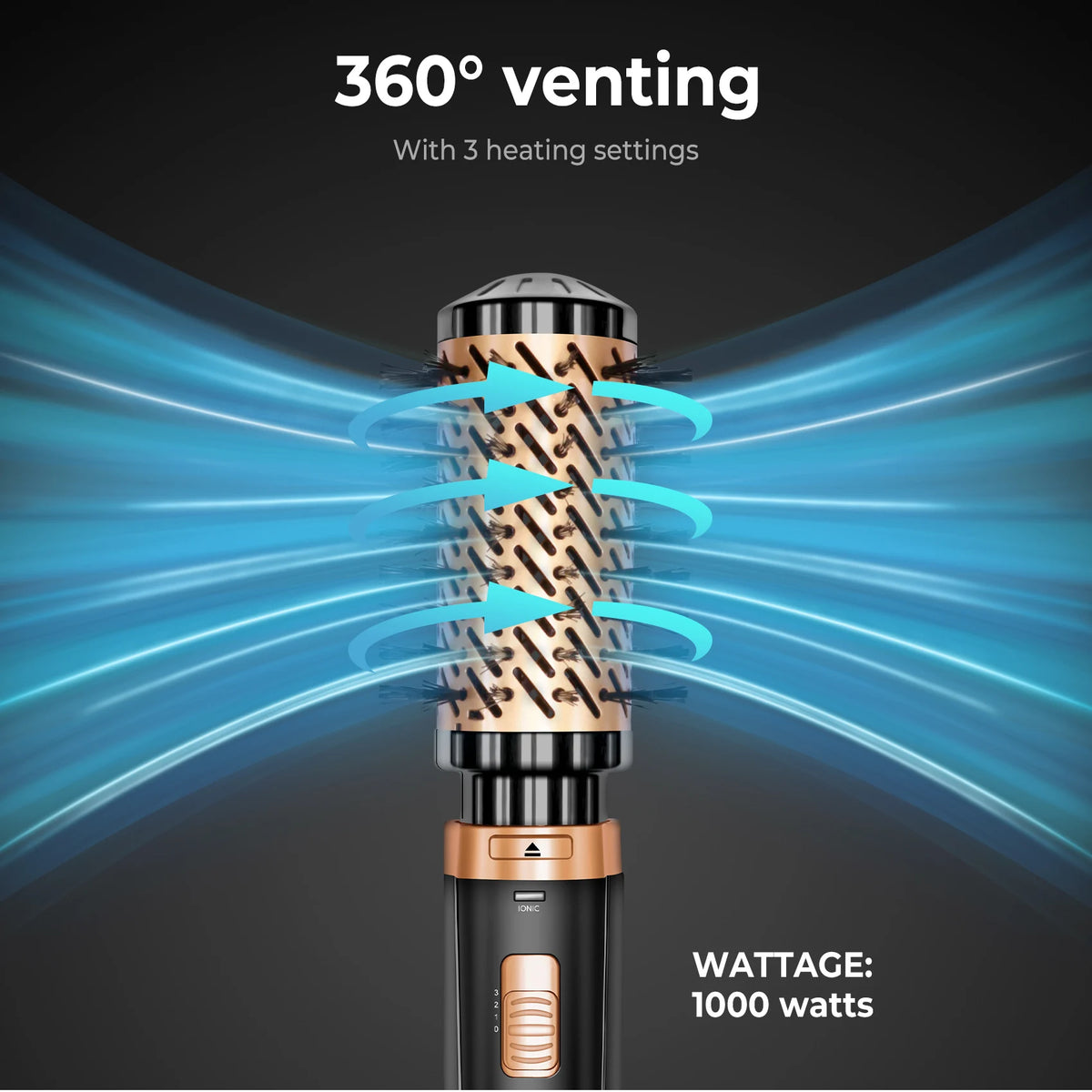 Hair Dryer Brush 2 In 1 Hot Air Spin Brush Curling Straightening Styling Auto-Rotating Ionic Round Blow Dryer Volumizer.