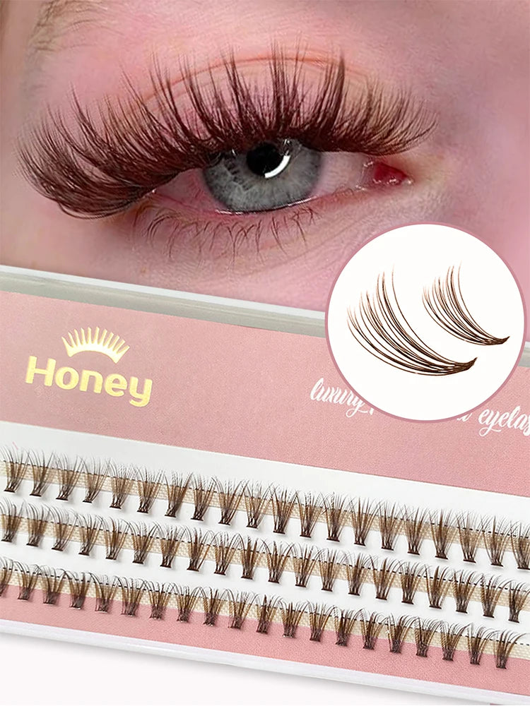 DIY Brown 20D Cluster False Lashes — Individual Volume