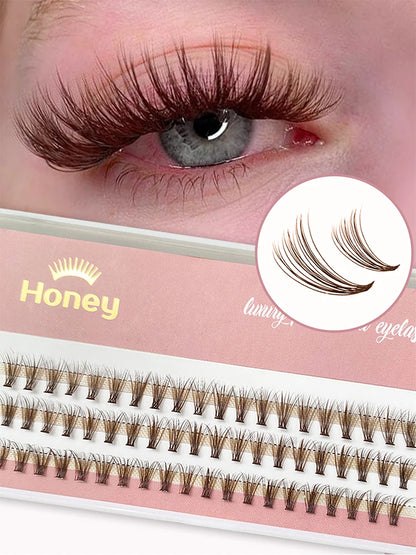 DIY Brown 20D Cluster False Lashes — Individual Volume