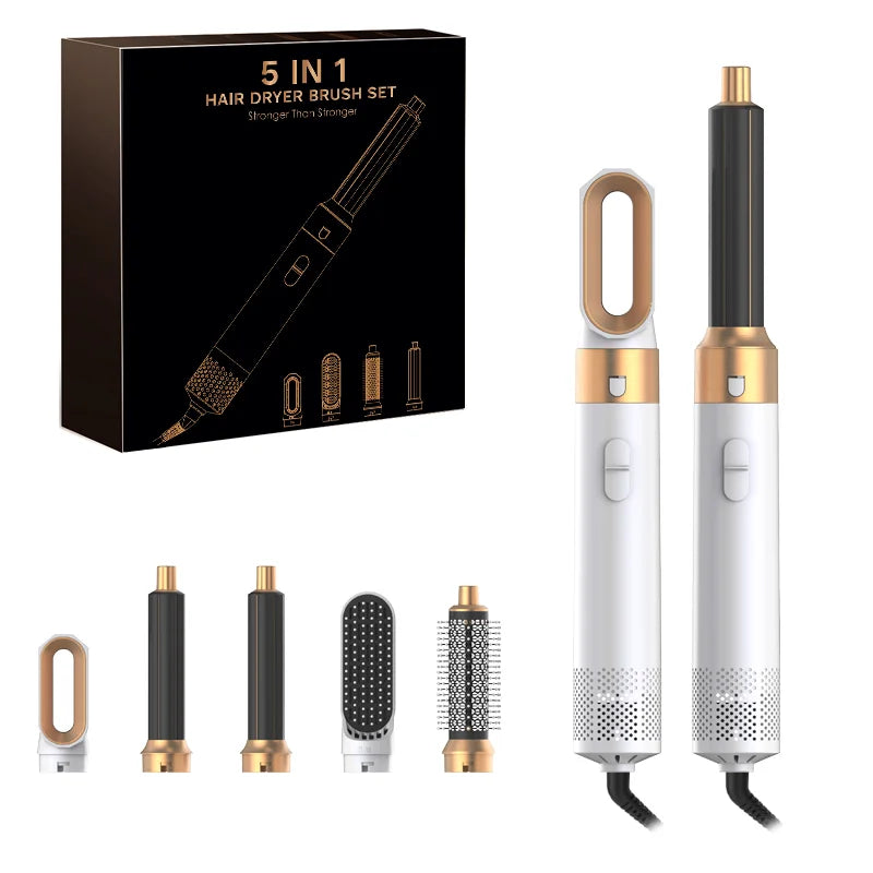 5 in 1 hair dryer Hair Curler Set Upgraded Negative ions Hair Dryer Hot Comb Brush Curling Iron Air wraps.