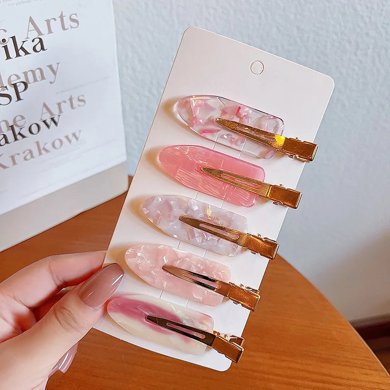 2/4pcs Simple Sakura Pink Seamless Hair Clip Women Acetate Sheet No Bend Bangs Clip Duckbill Clip Hairpins Hair Styling Tool.