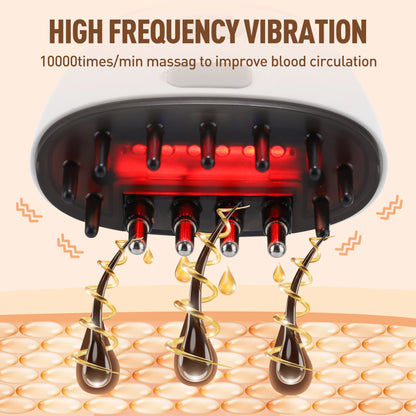 Red Light Therapy Hair Growth Machine Electric Vibration Head Massage Comb Scalp Massager Brush Medicine Liquid Applicator.