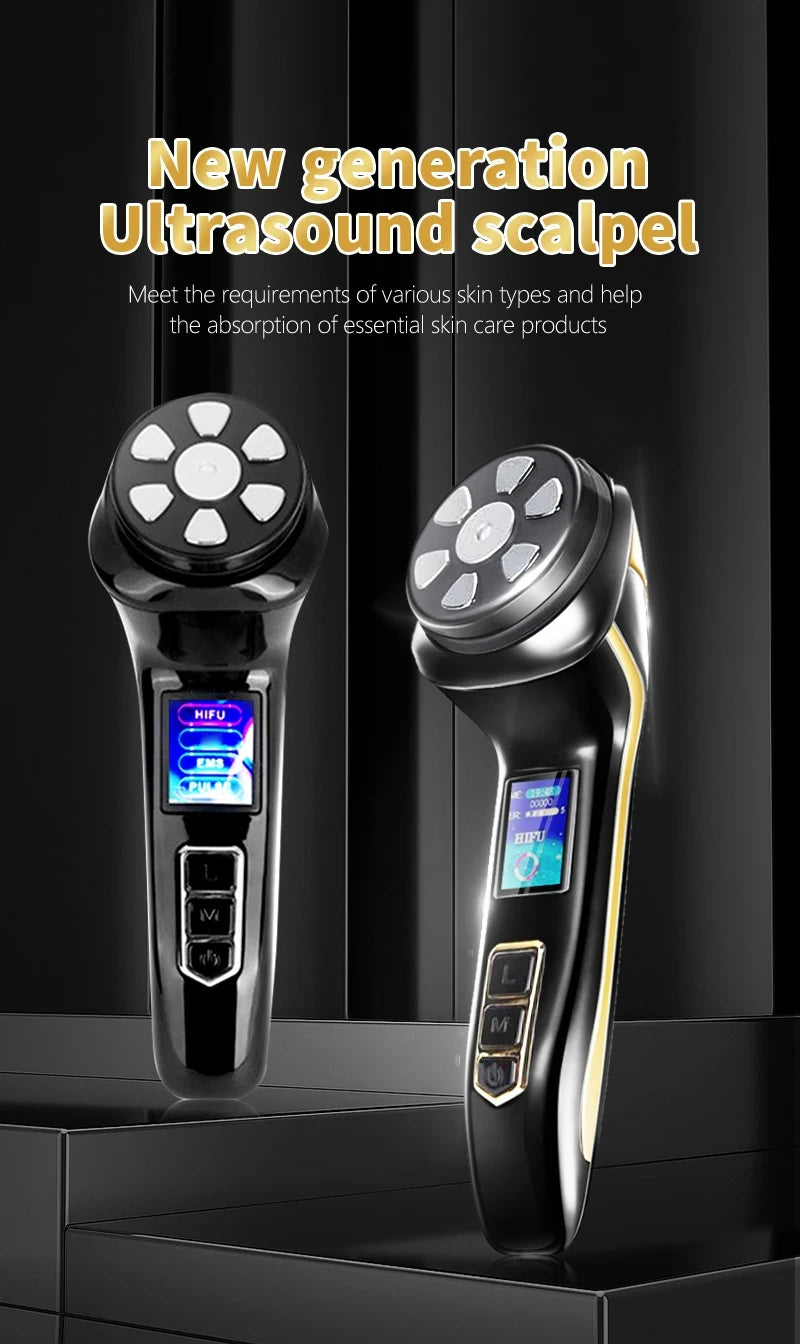 New Mini Hifu 4 In1 Ultrasonic Machine Ems Micro  Current Face Lift Rejuvenating Wrinkle Resistant Massager.