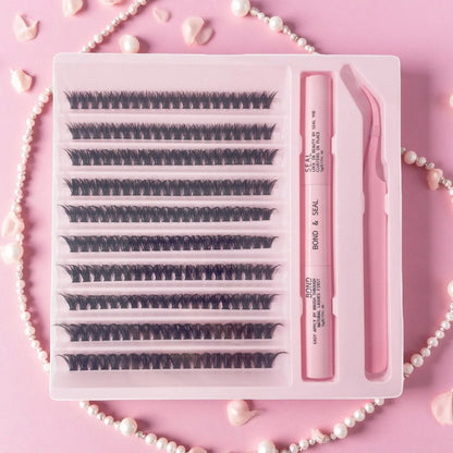 Cluster Lashes 200pcs 30D-100D 9-16mm Mixed Lengths, Ultra-Natural Look Thin Ultra-Soft Ultra-Light, Reusable for Beginners