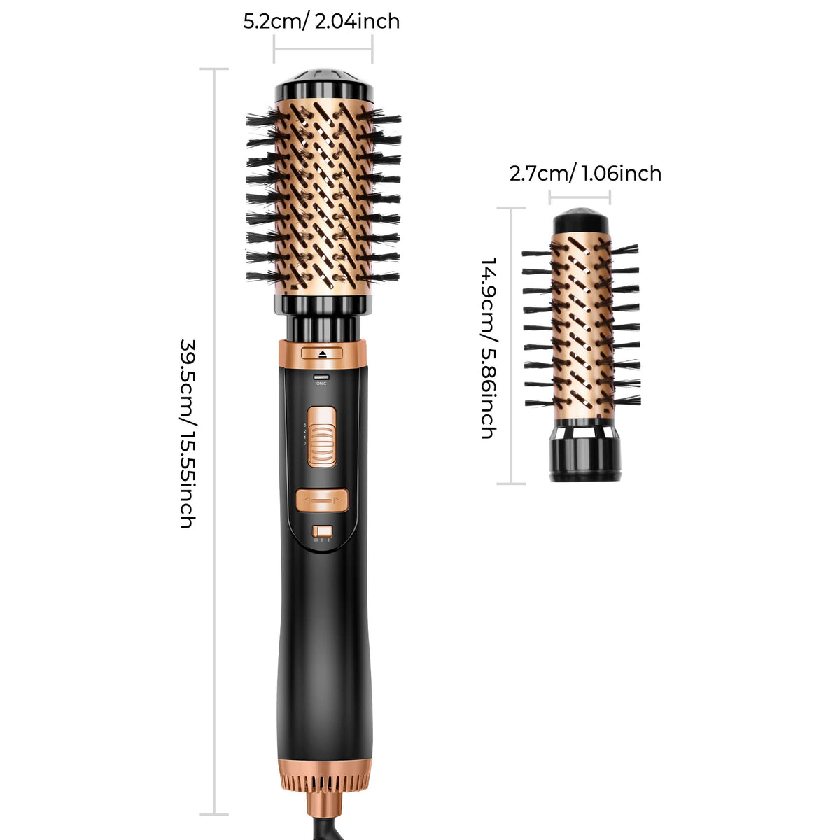 Hair Dryer Brush 2 In 1 Hot Air Spin Brush Curling Straightening Styling Auto-Rotating Ionic Round Blow Dryer Volumizer.