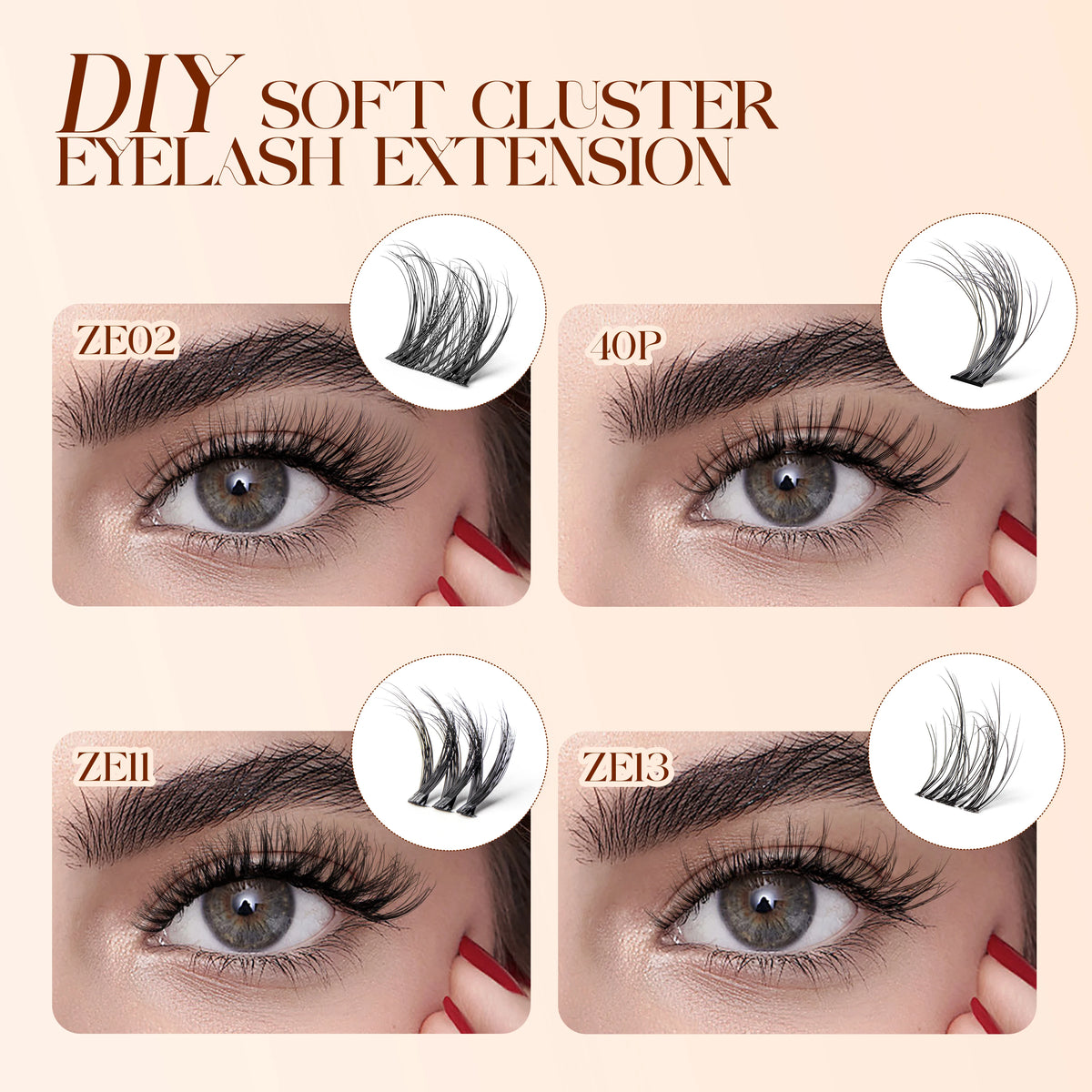 Lash Clusters 0.05mm PBT Fiber Eyelash Clusters 0.1mm Superfine Invisiband D Curl Diy Lash Extension 8-16mm Individual Lashes.