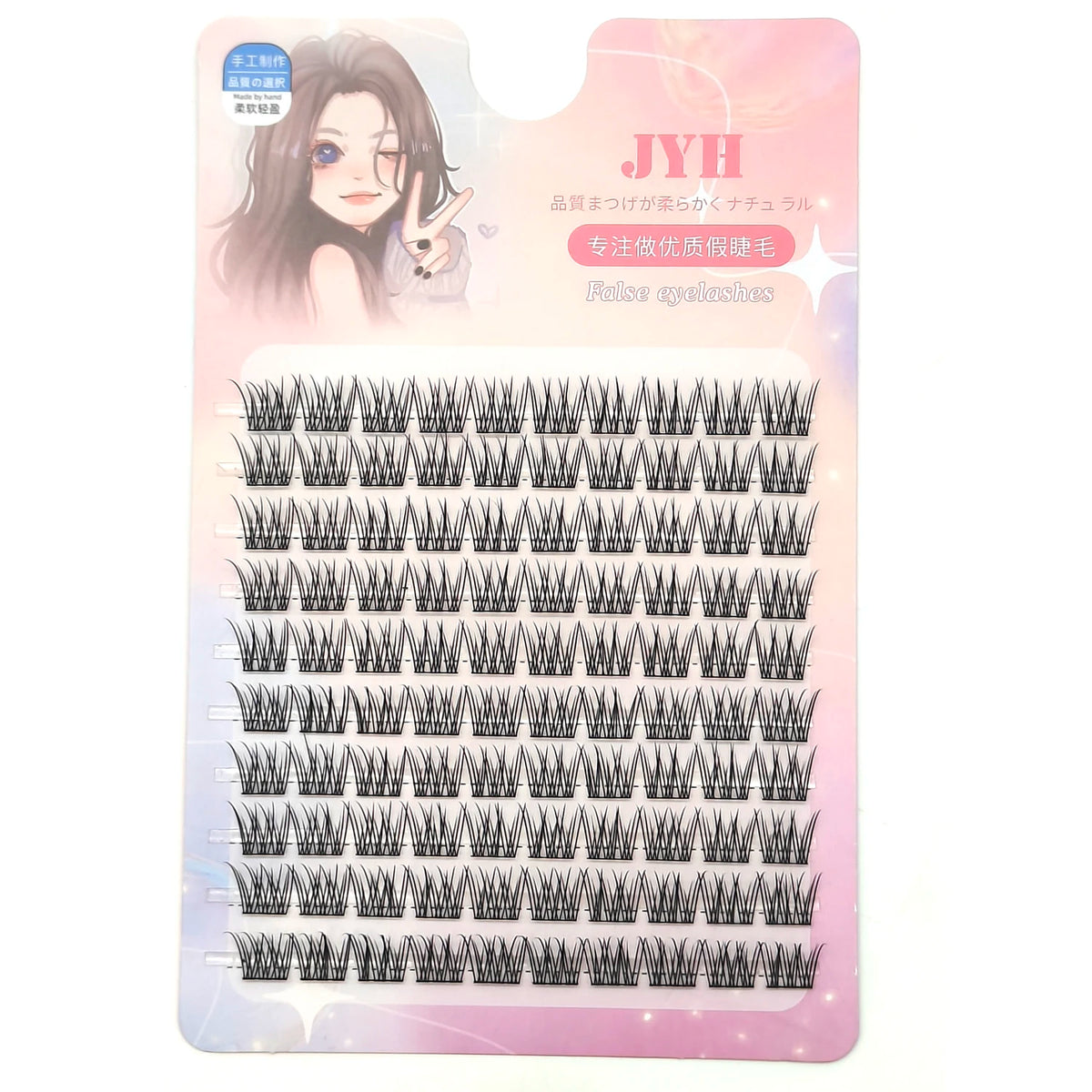DIY Clusters Natural 10-16mm C/D Curl Individual Soft Tips Light Split Double Tips Segmented Eyelash Extension Dovetail Lashes.