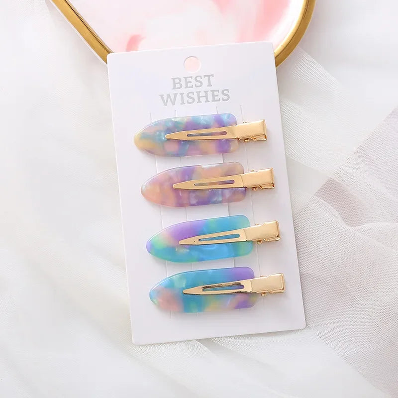 4/2Pcs Girls Leopard Seamless Hair Clip Set Women Acetate Sheet No Bend Bangs Clip Duckbill Hairpins Makeup Hair Styling Tool.