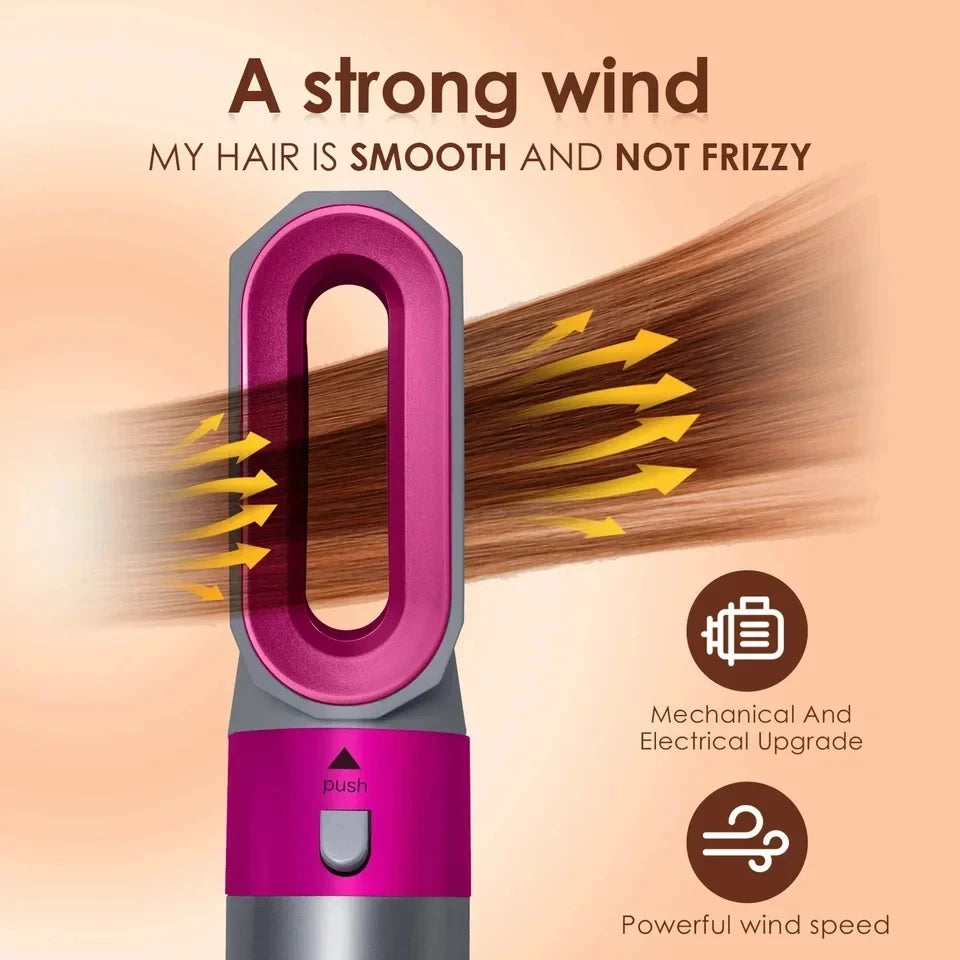 5 in 1 hair dryer Hair Curler Set Upgraded Negative ions Hair Dryer Hot Comb Brush Curling Iron Air wraps.