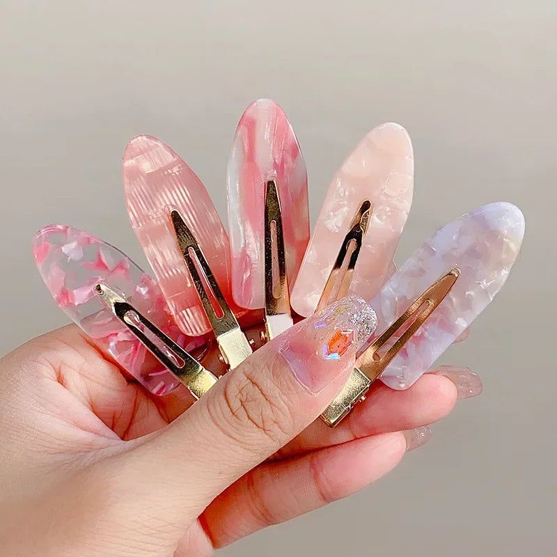 2/4pcs Simple Sakura Pink Seamless Hair Clip Women Acetate Sheet No Bend Bangs Clip Duckbill Clip Hairpins Hair Styling Tool.