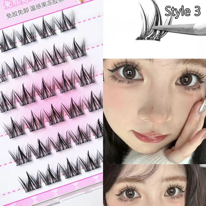 Press-On Self-Adhesive Cluster Lashes — Glue-Free, Reusable