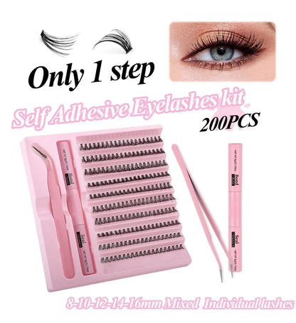 Cluster Lashes 200pcs 30D-100D 9-16mm Mixed Lengths, Ultra-Natural Look Thin Ultra-Soft Ultra-Light, Reusable for Beginners