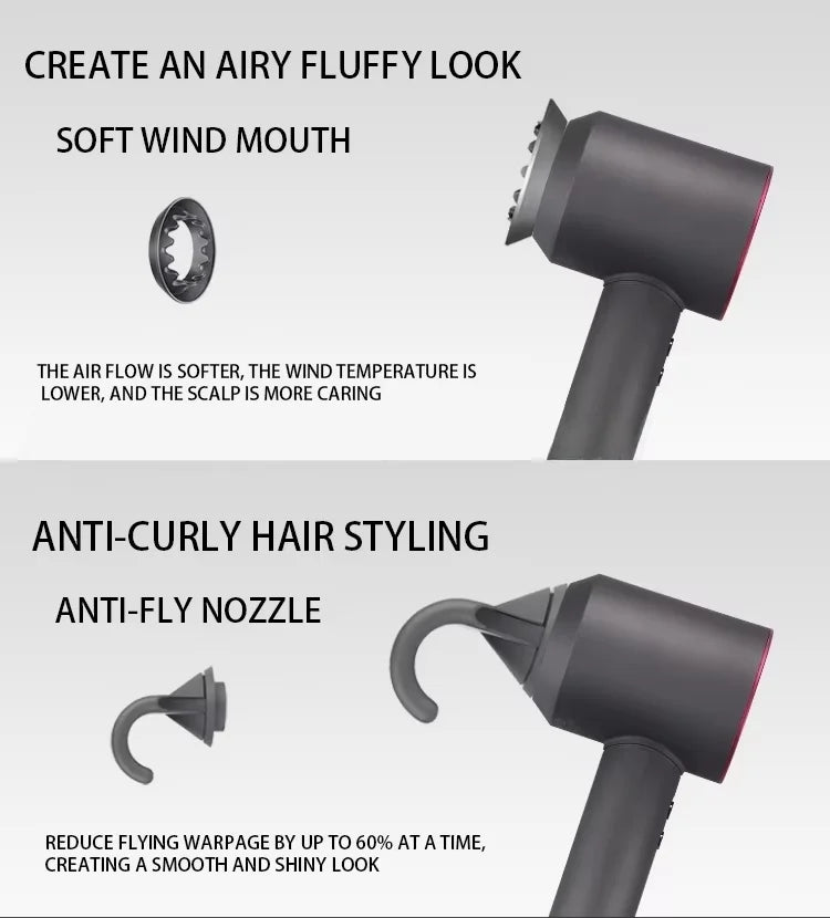 Household 220V Leafless Hair Dryer High-speed Negative Ion Hair Care High Power 110,000RPM Quick-drying Electric Hair Dryer.