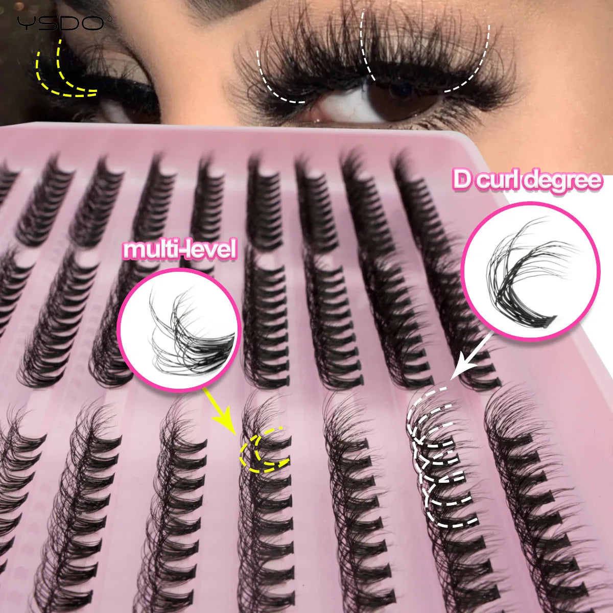 YSDO 10/14 Rows Natural Eyelash Extension Premade Volume Fans Individual Lashes Mink False Eyelashes Cluster Lashes Makeup Cilia.