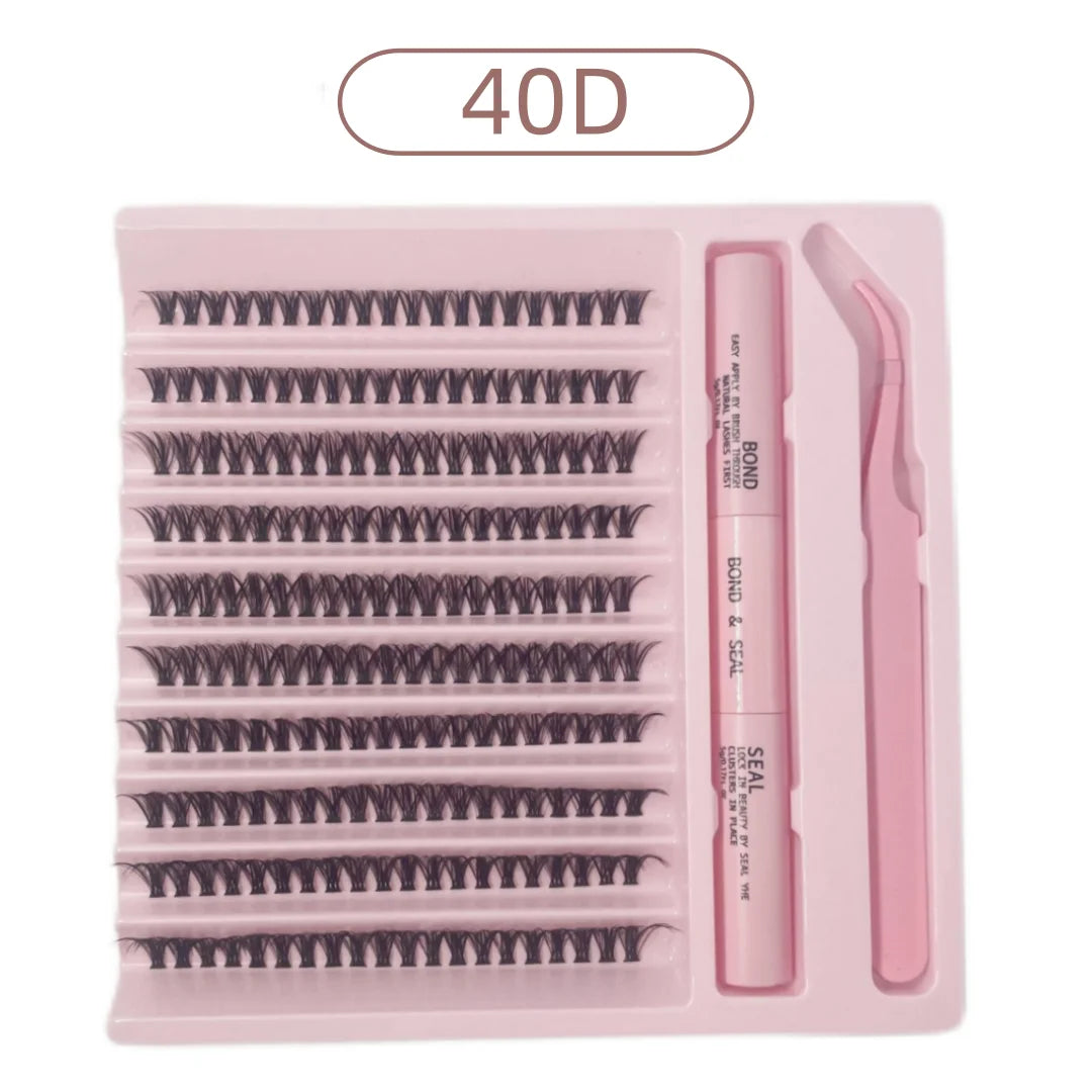 Cluster Lashes 200pcs 30D-100D 9-16mm Mixed Lengths, Ultra-Natural Look Thin Ultra-Soft Ultra-Light, Reusable for Beginners