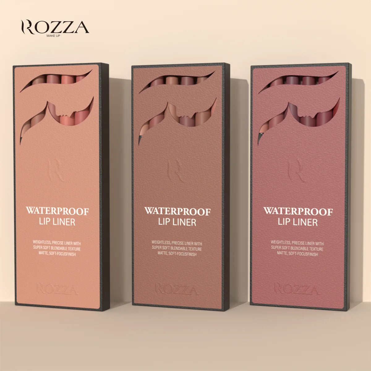 Rozza Waterproof Lip Liner Pencil Set, Weightless Precise Liner with Super Soft Blendable Texture Matte Soft.