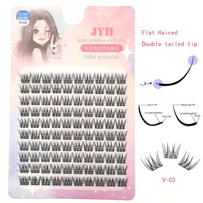 DIY Clusters Natural 10-16mm C/D Curl Individual Soft Tips Light Split Double Tips Segmented Eyelash Extension Dovetail Lashes.