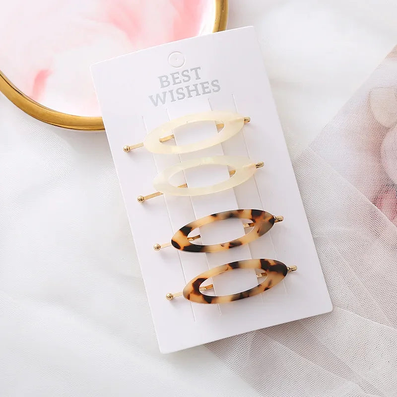 4/2Pcs Girls Leopard Seamless Hair Clip Set Women Acetate Sheet No Bend Bangs Clip Duckbill Hairpins Makeup Hair Styling Tool.