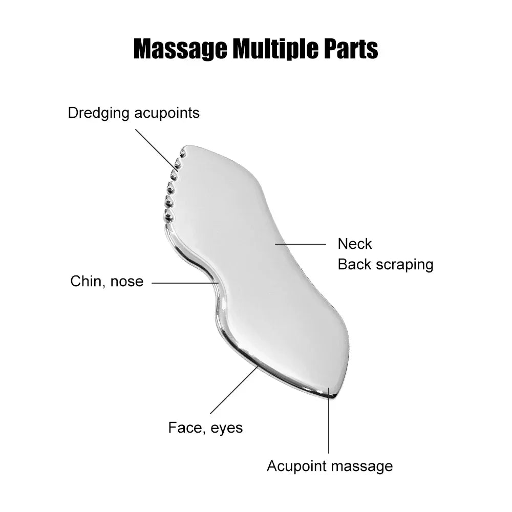 Gua Sha Board Guasha Massage for Face Stainless Steel Body Massager Facial Scraping Plate SPA  Guasha Scraper for Neck Back.