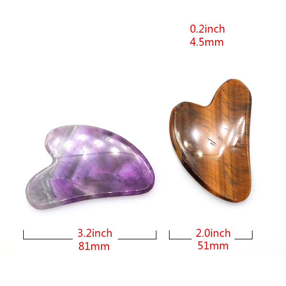 Natural Stone Gua Sha Facial Massage Tool (Rose Quartz / Jade / Obsidian)