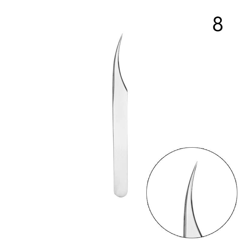 Lash Extension Tweezers — Stainless Steel Curved & Straight