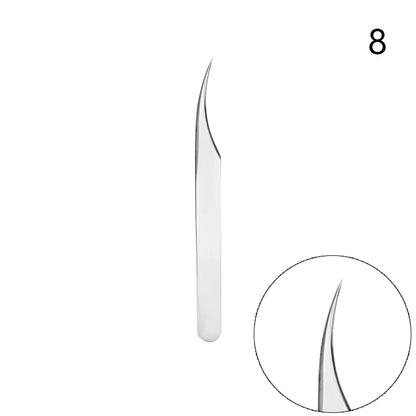 Lash Extension Tweezers — Stainless Steel Curved & Straight