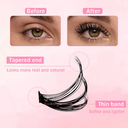 Cluster Lashes 200pcs 30D-100D 9-16mm Mixed Lengths, Ultra-Natural Look Thin Ultra-Soft Ultra-Light, Reusable for Beginners