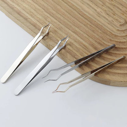 Lash Extension Tweezers — Stainless Steel Curved & Straight