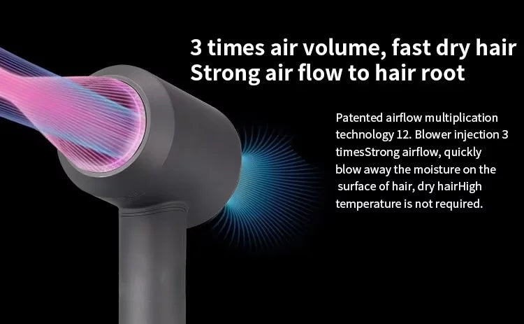 Household 220V Leafless Hair Dryer High-speed Negative Ion Hair Care High Power 110,000RPM Quick-drying Electric Hair Dryer.