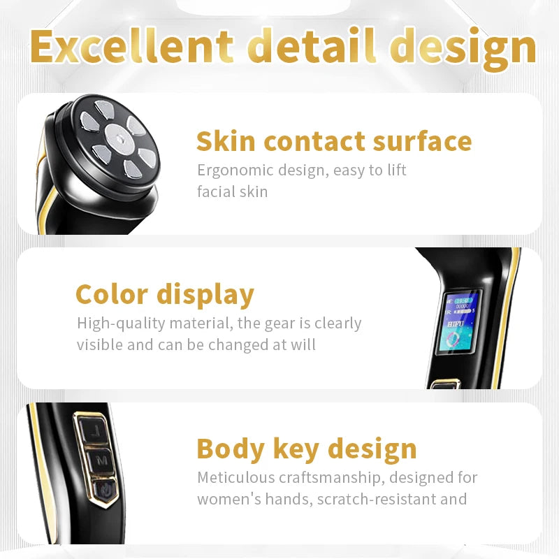New Mini Hifu 4 In1 Ultrasonic Machine Ems Micro  Current Face Lift Rejuvenating Wrinkle Resistant Massager.