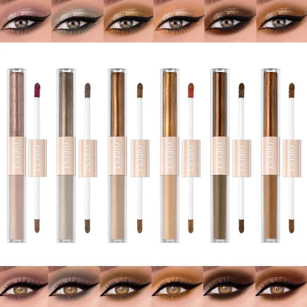 QIBEST Double-Ended Glitter & Matte Eyeshadow Stick (Waterproof)