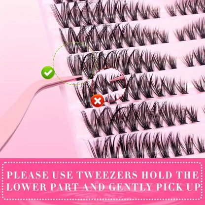 Cluster Lashes 200pcs 30D-100D 9-16mm Mixed Lengths, Ultra-Natural Look Thin Ultra-Soft Ultra-Light, Reusable for Beginners