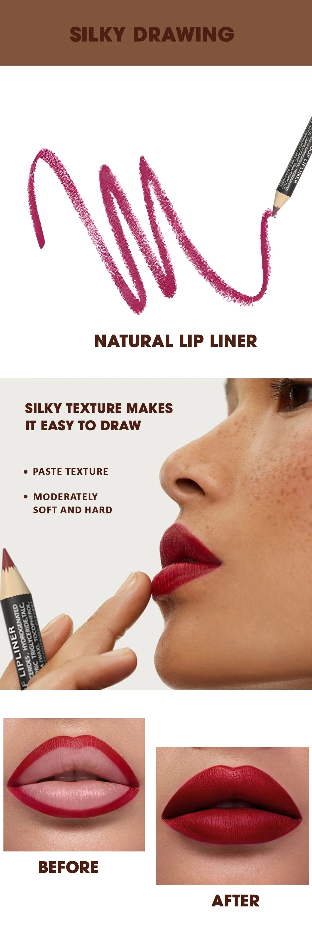 Rozza Waterproof Lip Liner Pencil Set, Weightless Precise Liner with Super Soft Blendable Texture Matte Soft.