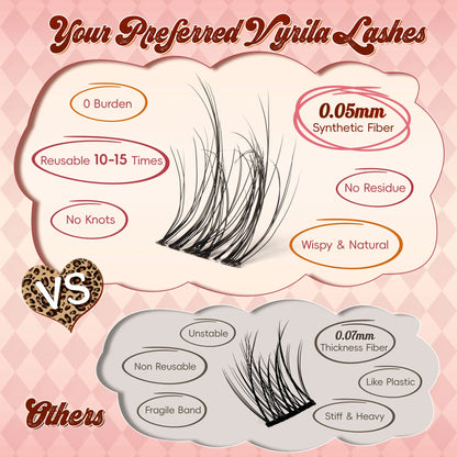 Lash Clusters 0.05mm PBT Fiber Eyelash Clusters 0.1mm Superfine Invisiband D Curl Diy Lash Extension 8-16mm Individual Lashes.